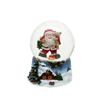 Image de Dekohelden24 Boule à Neige Père Noël avec Ours sur Socle Bleu Paysage d&#039;hiver de Dimensions la (H x l) : Environ 9 7 cm Diamètre 6,5 501865 Sac