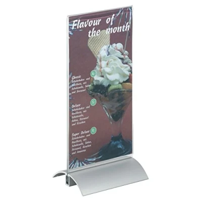 Image de Durable 858719 Presenter Présentoir Porte Affiche de Table Format 1/3A4 Recto/Verso Sur Socle Profilé Aluminium + Plaque Acrylique Transparent