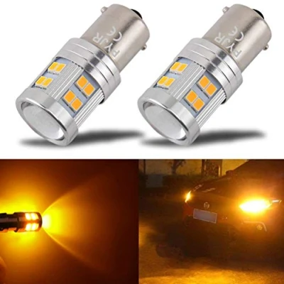 Image de PYRJIN 1156 Ba15s P21w Ampoules LED Ambre Jaune Orange, 6W 12V 24V Super Brillante, avec projecteur pour Feux de signalisation Clignotants recul (Lot 2)