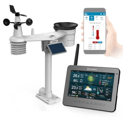 Image de Bresser Station Météo Sans Fil Wifi À Écran TFT HD, Capteur Pro Et Pluviomètre Mesurant Vent/Humidité De L’air/Température/Précipitations/UV/Intensité Lumineuse, Anthracite