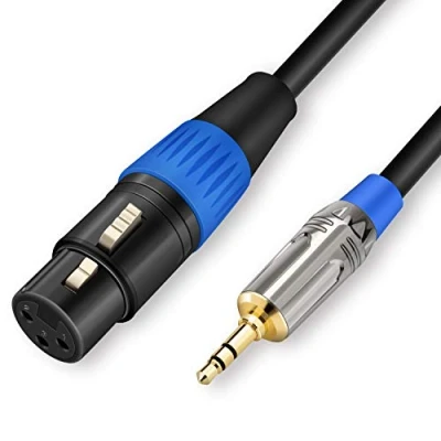 Image de JOLGOO câble XLR femelle de 3,5 mm, micro asymétrique vers jack stéréo 1/8&quot;, mm pour iPhone, iPod, ordinateur, caméscope et plus encore, 4,5 mètres