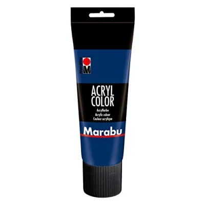Image de Marabu 12010025053 acrylique Color bleu foncé 225 ml, peinture crémeuse à base d&#039;eau, séchage rapide, résistant la lumière, imperméable, appliquer au pinceau et l&#039;éponge sur toile, papier bois.