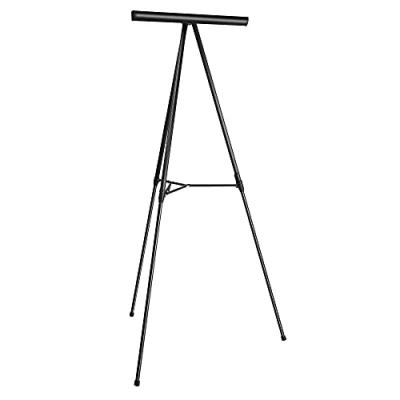 Image de Amazon Basics Chevalet de présentation robuste télescopique réglable en hauteur, trépied, Noir
