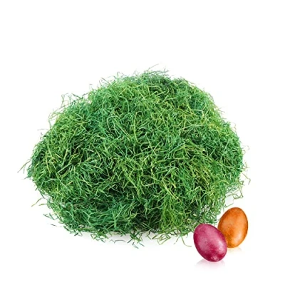 Image de com four® 240g Herbe de Pâques en Vert pour nids Décorations l&#039;artisanat Laine Bois paniers (Set5 Verte 4X)