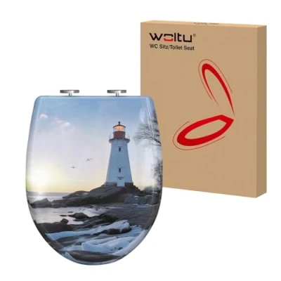 Image de WOLTU Abattant WC avec Frein de Chute, Lunette Toilettes, en Forme O, Dégagement Rapide, Charnières Réglables, Plastique Duroplast