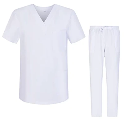 Image de Misemiya Ensemble Uniformes Unisexe Blouse Uniforme Médical avec Haut et Pantalon Ref.G713 6802 Medium, Blanc 68