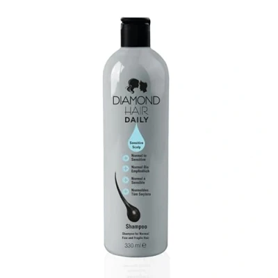 Image de Diamond Hair Daily Sensitive Scalp Shampooing 330 ml de qualité coiffeur à la kératine pour accélérer croissance des cheveux, anti pellicules et une solution efficace contre chute cheveux