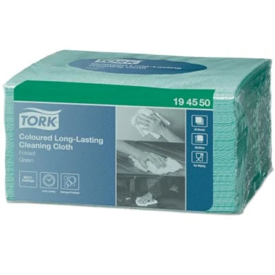 Image de TORK 194550 Chiffon de nettoyage longue durée Vert(lavette) vendu par paquet 40 formats