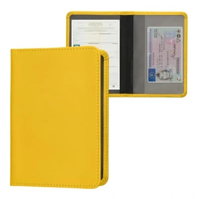 Image de kwmobile Porte permis de Conduire Carte Grise avec Compartiments Cartes Passeport Étui Portefeuille Protection en Simili Cuir Jaune
