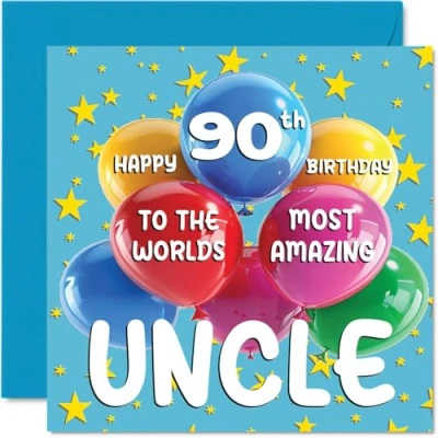 Image de Stuff4 Carte d&#039;anniversaire 90 ans pour oncle World&#039;s Most Amazing Uncle de la part nièce et neveu, 145 mm x mm, ans, cartes vœux