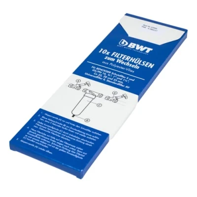 Image de BWT 10999 Lot de 10 manchons filtrants à changer en polyester non tissé DN 20 32 dans une boîte interchangeable Blanc