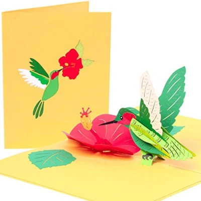 Image de PopLife Carte pop up 3D en forme de colibri pour anniversaire mariage, fête des mères Cadeau mignon elle Se replie à plat l&#039;envoi