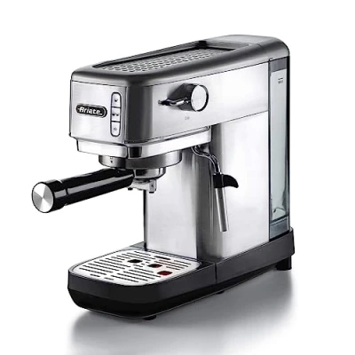 Image de Ariete 1380, Machine à Café en Métal, Compatible avec le Poudre et les Dosettes ESE, 15 Bar Max, Filtre 1 ou 2 Tasses, Buse Cappuccino, 1300W, Argent