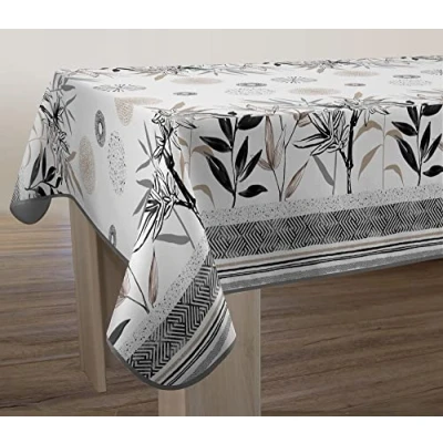 Image de Le linge de Jules Nappe Anti Taches Stevia Rectangle 150 x 200 cm, Noir, Beige, Gris, Ecru