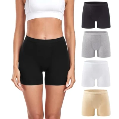 Image de wirarpa Boxer Femme Modal Shorty Super Doux Panty Caleçons Short Sécurité sous Jupe Lot de 4 Multicolor Taille M