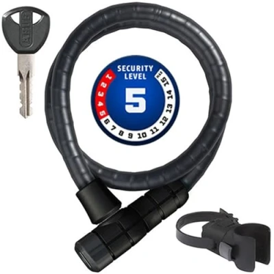 Image de Abus antivol à Câble blindé Steel O Flex Microflex 6615K avec Support SCMU en Acier Blindage par Douilles Niveau de sécurité 5 85 cm, Noir