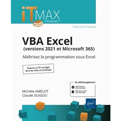 Image de VBA Excel (versions 2021 et Microsoft 365) : Cours Exercices corrigés Maîtrisez la programmation sous