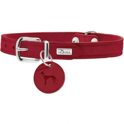 Image de HUNTER Aalborg Collier pour Chien en Cuir Simple, Robuste, Confortable, Taille XS Rouge