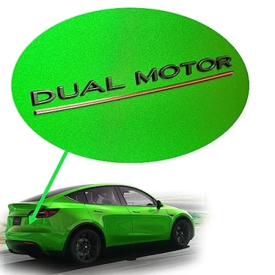 Image de Shop4EV Logo Dual Motor Noir mat avec trait de soulignement rouge Pour Tesla Model Y/3 ABS durable