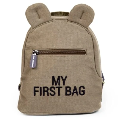 Image de Childhome Sac À Dos Enfant Bébé, Ecole, Maternelle, Crèche, Deux Compartiments, Contenance Adaptée Lunchbag/Bouteille, Boucle De Sécurité Amovible, Déperlant, My First Bag, Kaki