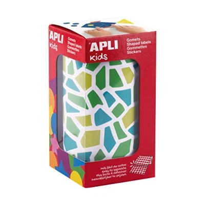Image de APLI Kids 19505 Gommettes mosaïques en rouleau Couleurs: Bleu, vert, jaune Adhésif repositionnable.