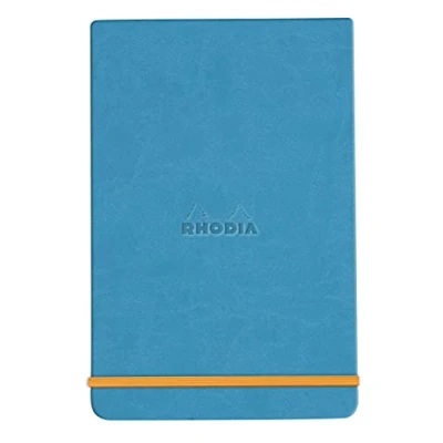 Image de RHODIA 194389C Carnet Rigide Webnotepad Turquoise A5 14,8 x 21 cm Ligné 192 pages Détachables Papier Clairefontaine Ivoire 90 g/m² Marque Page, Fermeture Élastique Simili Cuir