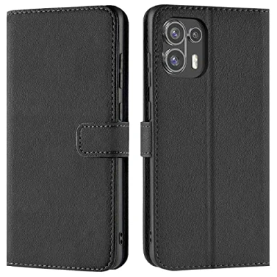 Image de Verco Coque pour Motorola Edge 20 Lite, Housse Portefeuille Lite Etui en Cuir Synthétique Fonction Stand Case, Noir
