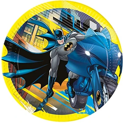 Image de Procos 93452 Lot de 8 assiettes jetables en papier Motif Batman Taille 23 cm