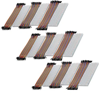 Image de AZDelivery 3X Breadboard Kit Jumper Wire m2m/f2m/f2f + Set de 3 MB102 Breadbord Compatible avec Arduino et Raspberry Pi incluant E Book!