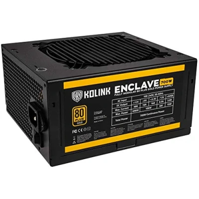 Image de Kolink Enclave 80 Plus Gold Alimentation PC 700W Modulaire Haute Performance Silencieuse pour d’Ordinateur