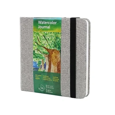 Image de tumuarta carnet d’aquarelle carré, 14X14 cm, 300 g/m², papier 25% coton, grain fin, 24 feuilles, 48 pages, de croquis en aquarelle pour une utilisation comme voyage