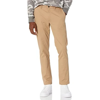 Image de Amazon Essentials Pantalon Chino Extensible, Style Décontracté, Coupe Skinny Homme, Brun Kaki Foncé, 34W / 32L