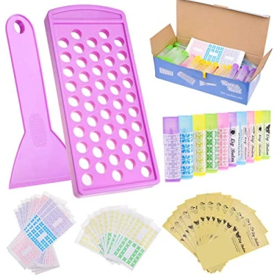 Image de Kit de baume pour les lèvres Plateau remplissage à facile et spatule 50 tubes vides avec capsules 5.5 ml inscriptibles autocollants imprimés