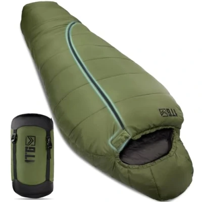 Image de 1TG Tactical Sac de Couchage sarcophage Ultra léger avec Petite Taille Une Fois replié 4 Saisons Confortable idéal pour l&#039;extérieur Camping Trekking