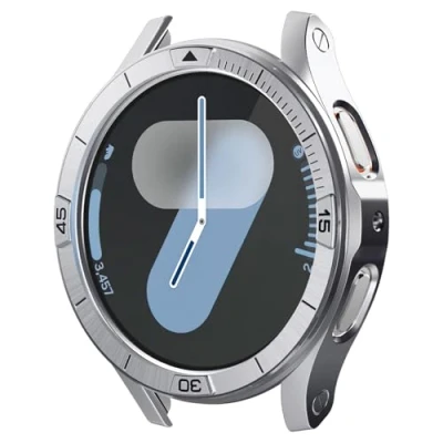 Image de Spigen Bezel Tune Pro Styling Bague de Lunette Compatible avec Samsung Galaxy Watch 7 44mm Anneau Couverture adhésif (2024) Argent