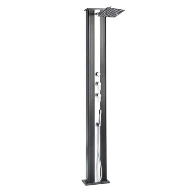 Image de Formidra Douche Hybride Dada Straight 40L DS D463NX Extérieure avec Raccords Eau Chaude/Froide, Douchette Amovible et Pomme de Anti calcaire Anthracite Aluminium 32.4x14x228cm