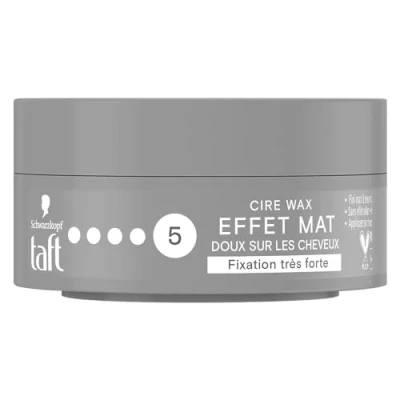 Image de Schwarzkopf Taft Cire Cheveux Homme Effet Mat 5 Fixation Forte Protège du desséchement Longue Durée Tenue 24h Coiffant Pot de 75 ml