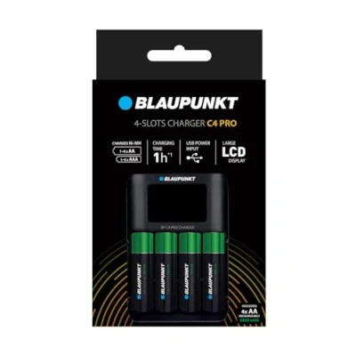 Image de Blaupunkt Chargeur de Piles USB, pour 1 4 Rechargeables AA,AAA, Rapide: 1h Temps Charge, AA incluises 2000 mah