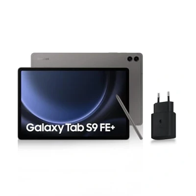 Image de Samsung Galaxy Tab S9 FE+ Tablette, 12.4&quot; 5G 128Go, S Pen inclus, Batterie longue durée, Certification IP 68, Gris anthracite, Chargeur secteur rapide 25W inclus [Exclusivité Amazon], Version FR