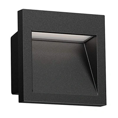 Image de ledscom.de applique murale encastrée LED NOLA, downlight pour l&#039;extérieur, IP54, noir mat, 90 x 90mm, blanc chaud, balcon, entrée, carport, éclairage d&#039;escalier, lampe