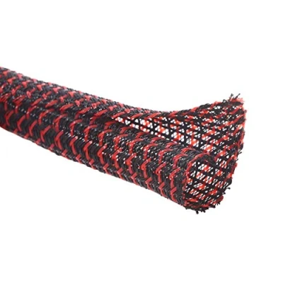 Image de Alex Tech 25mm 3.1m Gaine Câble Auto Fermeture Manchon de Cache Range Gestion des Câbles pour Ordinateur, Automobile Noir Rouge