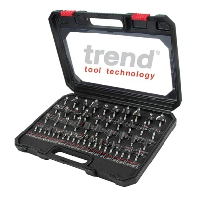Image de Trend Ensemble de démarrage 50 fraises pour routeur, tige 1/4 pouce, pointe en carbure tungstène, étui aluminium inclus, SET/SS50X1/4TC
