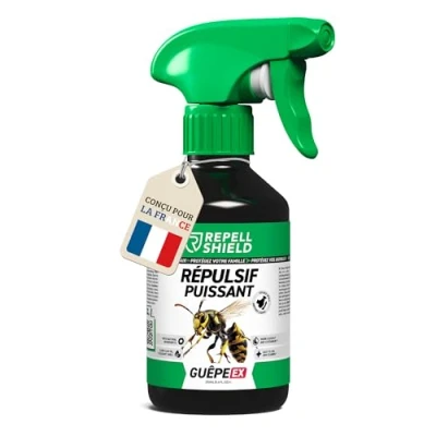 Image de RepellShield® Spray Anti Guepes et Frelons Exterieur 250ml Clou de Girofle Ultra Concentré Action Longue Durée Sans Tache ni Résidu Barrière Répulsive Guêpe: Maison, Piscine, Toiture