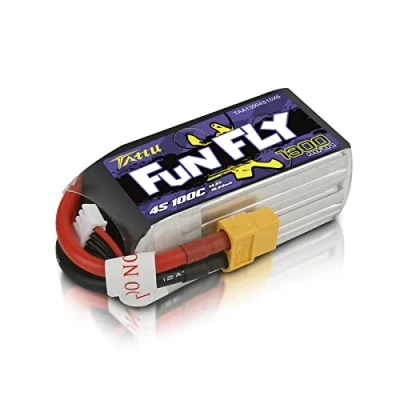 Image de TATTU Batterie Lipo 4S 14,8 V 1300 mAh 100 C Funfly avec connecteur XT60 pour Drone UAV FPV Race RC Quadcopter