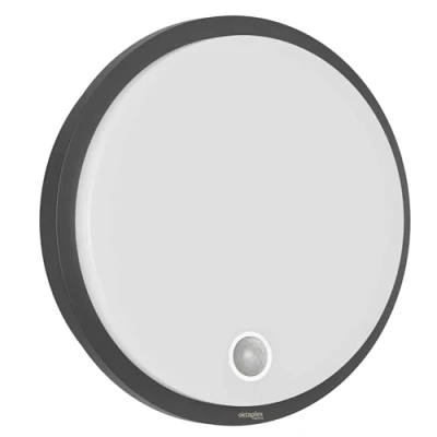 Image de Oktaplex Plato Applique murale avec détecteur de mouvement 3000 K Blanc chaud et interrupteur lumière fixe 1010 lm IP65 Anthracite, 10,5 W 230 V