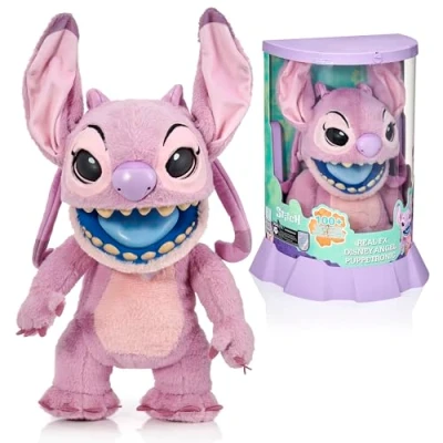 Image de WOW! STUFF: RealFX Disney Lilo &amp; Stitch Marionnette d&#039;ange en peluche animatronique de 45,7 cm + 100 combinaisons d&#039;action et son, aspect réaliste