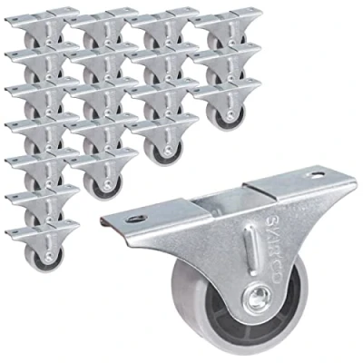 Image de SKIR&#039;CO Lot de 20 petites roulettes pour meubles 30 mm, roues en caoutchouc gris, fixes, non pivotantes, direction unidirectionnelle (20)