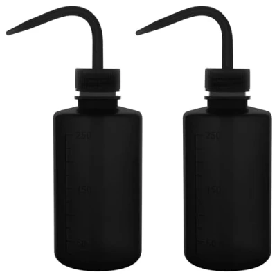 Image de stonylab LDPE Bouteille de Lavage Chimique, Paquet 2 Outil d’Arrosage Compressible en Plastique Sécurité Lab Flacon Rinçage avec Étiquettes d’Échelle et Bouche Étroite d’Eau