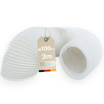 Image de DL pro 3m Tuyau d&#039;évacuation d&#039;air Ø 100 / 102mm flexible en PVC pour climatiseur Sèche linge Hotte d&#039;aspiration