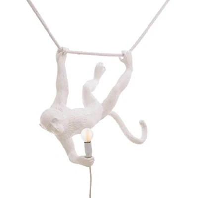 Image de Seletti The Monkey Lamp Swing Lampe singe blanche